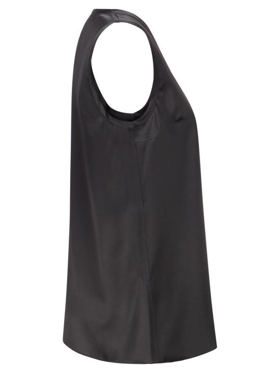  브루넬로 쿠치넬리 블라우스 스트레치 실크 새틴 탑 차콜 - BRUNELLO CUCINELLI