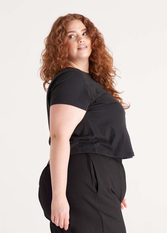  더 스탠다드 스티치 민소매 티셔츠 스탠다드 스티치 크롭탑 블랙 - THE STANDARD STITCH