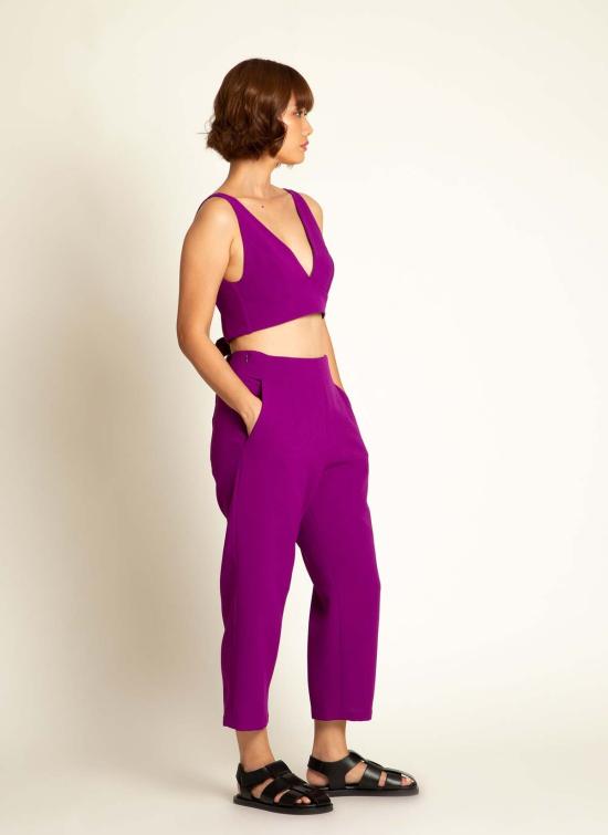  카렘 브라 라 란 렛 오픈 백 탑 (타이 포함) 마젠타 퍼플 - KAAREM