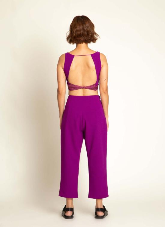  카렘 브라 라 란 렛 오픈 백 탑 (타이 포함) 마젠타 퍼플 - KAAREM