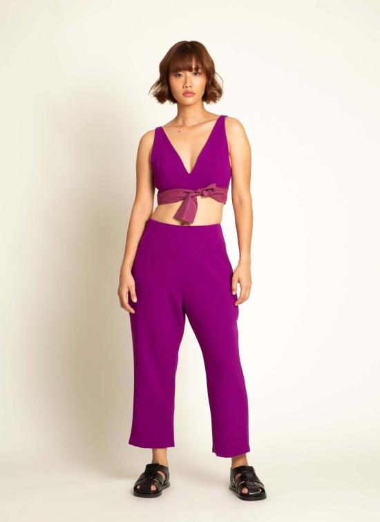  카렘 브라 라 란 렛 오픈 백 탑 (타이 포함) 마젠타 퍼플 - KAAREM
