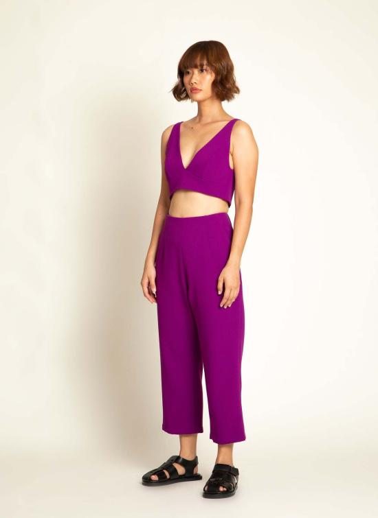  카렘 브라 라 란 렛 오픈 백 탑 (타이 포함) 마젠타 퍼플 - KAAREM