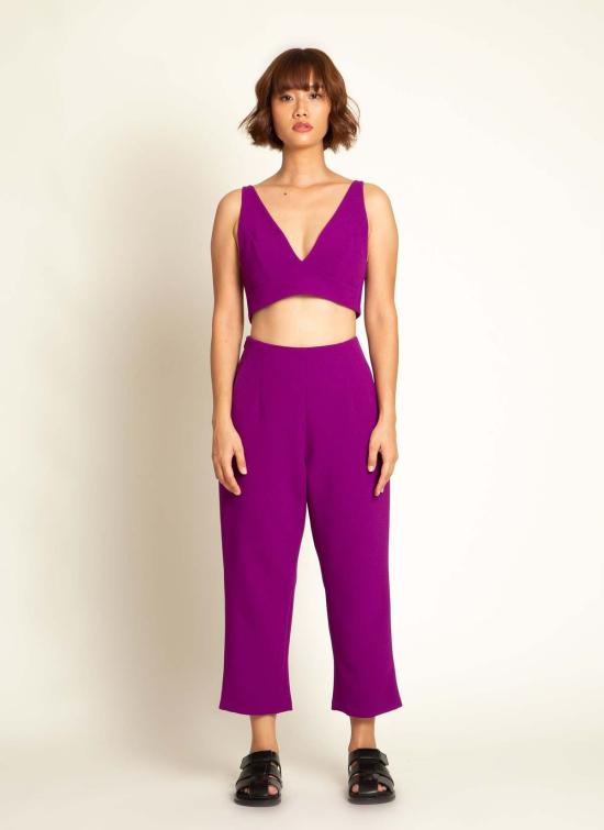  카렘 브라 라 란 렛 오픈 백 탑 (타이 포함) 마젠타 퍼플 - KAAREM