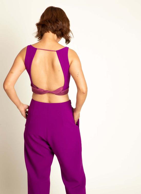  카렘 브라 라 란 렛 오픈 백 탑 (타이 포함) 마젠타 퍼플 - KAAREM