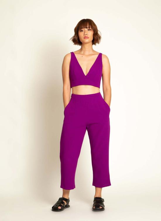  카렘 브라 라 란 렛 오픈 백 탑 (타이 포함) 마젠타 퍼플 - KAAREM