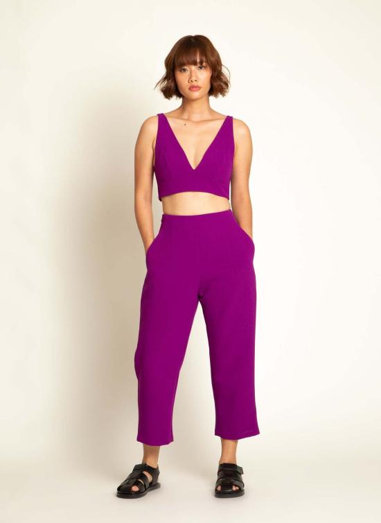  카렘 브라 라 란 렛 오픈 백 탑 (타이 포함) 마젠타 퍼플 - KAAREM