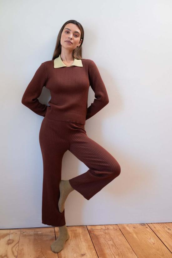  마리아 스탠리 스트레이트 팬츠 리브드 갤로 팬츠 - MARIA STANLEY