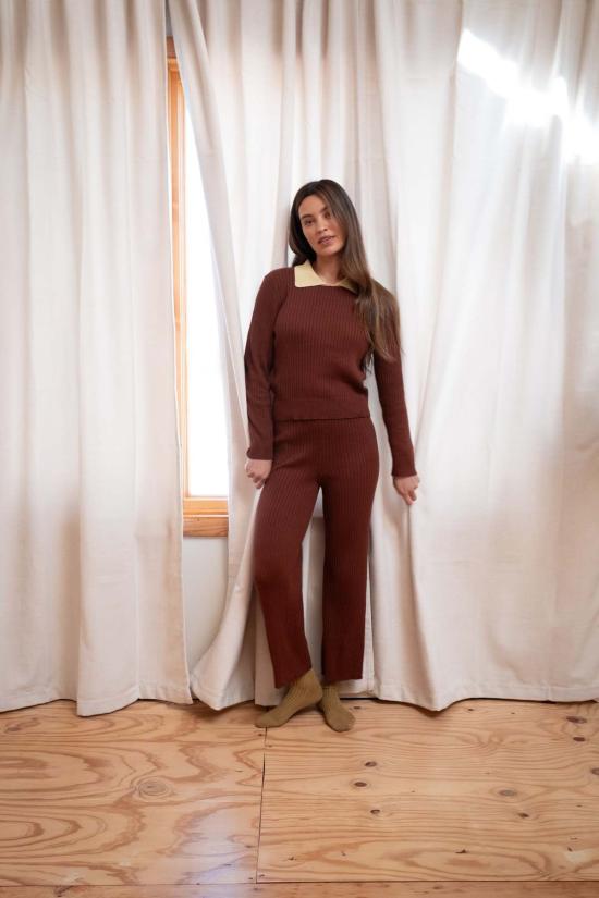  마리아 스탠리 스트레이트 팬츠 리브드 갤로 팬츠 - MARIA STANLEY