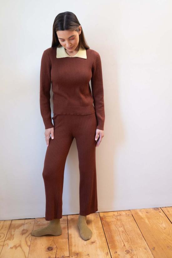  마리아 스탠리 스트레이트 팬츠 리브드 갤로 팬츠 - MARIA STANLEY