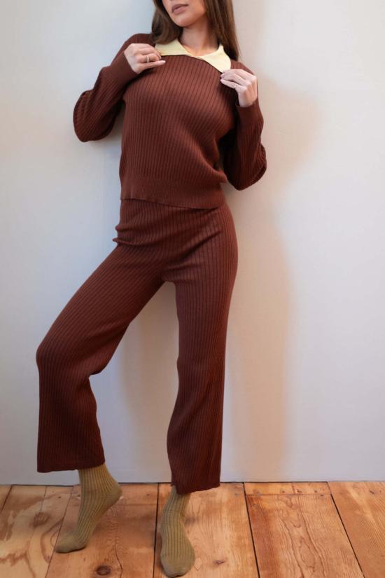  마리아 스탠리 스트레이트 팬츠 리브드 갤로 팬츠 - MARIA STANLEY