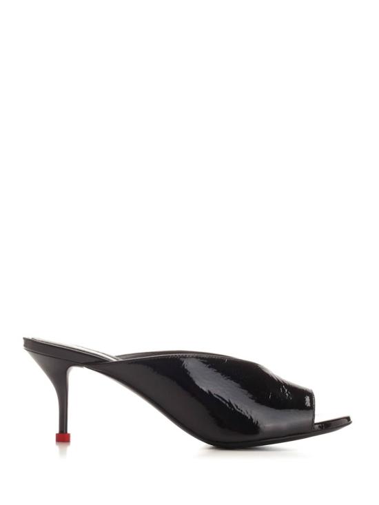  알렉산더 맥퀸 뮬/슬리퍼 래커드 레더 뮬 블랙