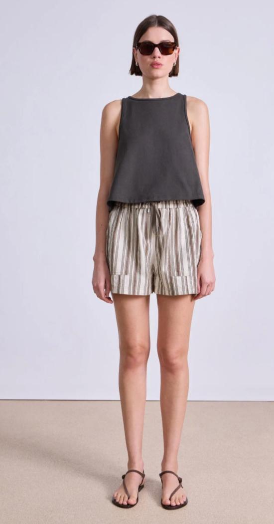  어피스 어파트 숏팬츠 Apiece Apart Surf Short Wide Stripes + Cream - APIECE APART