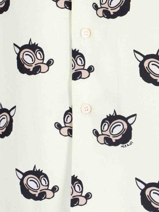  마르니 반팔 셔츠 비스코스  크림 - MARNI