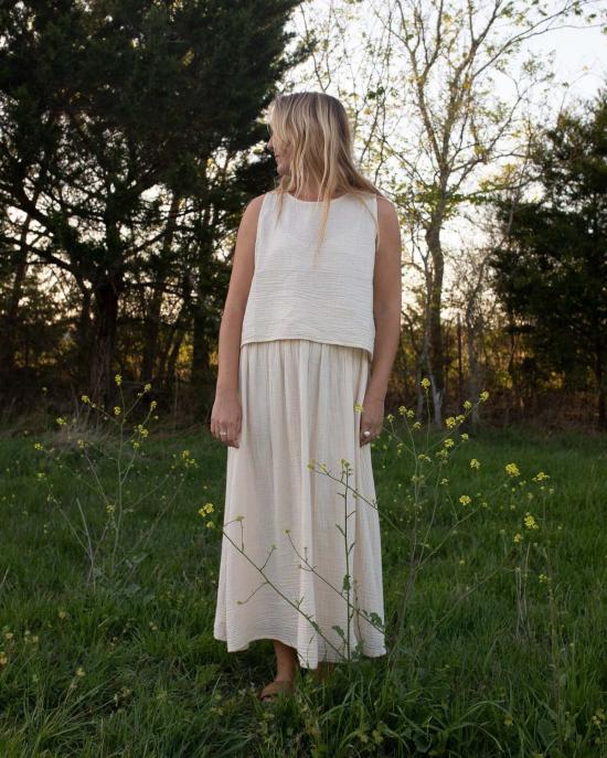  어니스트 코튼 데님 팬츠 카탈리나 스커트 크림/블랙 - HONEST COTTON