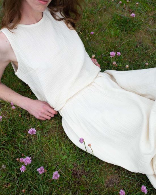  어니스트 코튼 데님 팬츠 카탈리나 스커트 크림/블랙 - HONEST COTTON