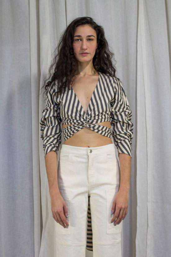  케흘러 오마지오 블라우스 칼레 스트라이프 랩탑 블랙 스트라이프 - KAHLER OMAGGIO