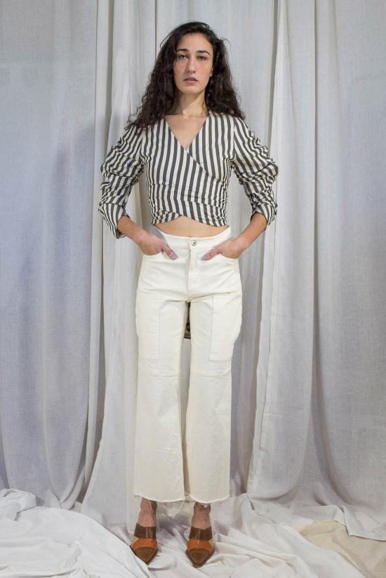  케흘러 오마지오 블라우스 칼레 스트라이프 랩탑 블랙 스트라이프 - KAHLER OMAGGIO