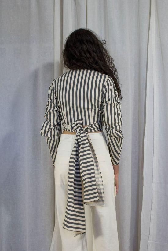  케흘러 오마지오 블라우스 칼레 스트라이프 랩탑 블랙 스트라이프 - KAHLER OMAGGIO