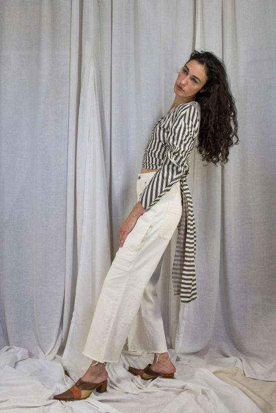  케흘러 오마지오 블라우스 칼레 스트라이프 랩탑 블랙 스트라이프 - KAHLER OMAGGIO