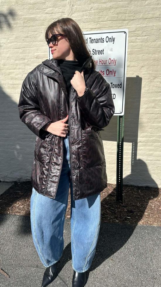  BERENICE 가죽 자켓 베레니스 블루종 롱 재킷 다크 레오파드 - BERENICE