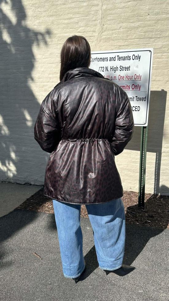  BERENICE 가죽 자켓 베레니스 블루종 롱 재킷 다크 레오파드 - BERENICE