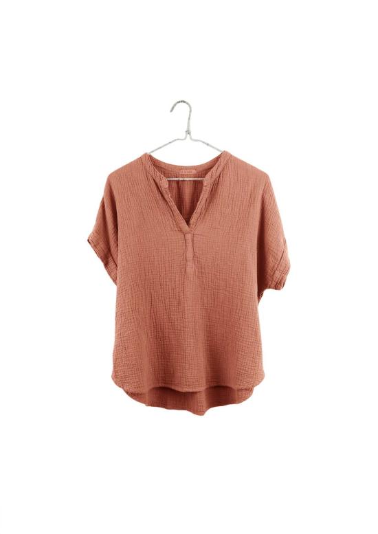  It Is Well L.A. 반팔 티셔츠 잇이즈웰 L.A. 오가닉 크링클드 만다린 탑 - OTHER BRANDS