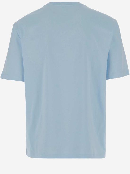  베르사체 반팔 티셔츠 로고 코튼 티셔츠 (투명 블루) - VERSACE