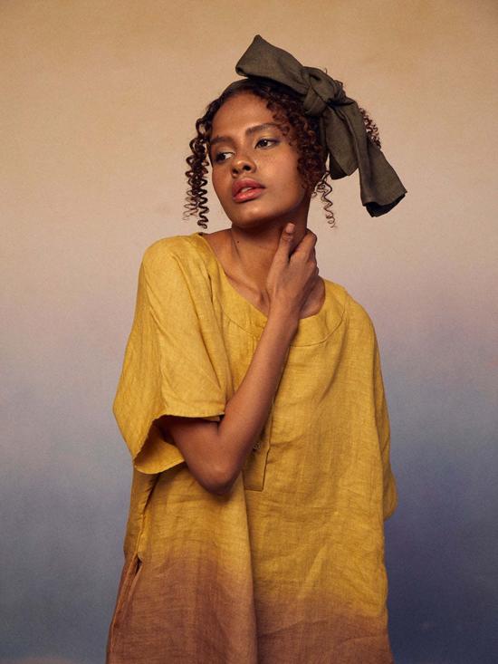  이키비 숏 원피스 옴브레 블록 드레스 - IKKIVI