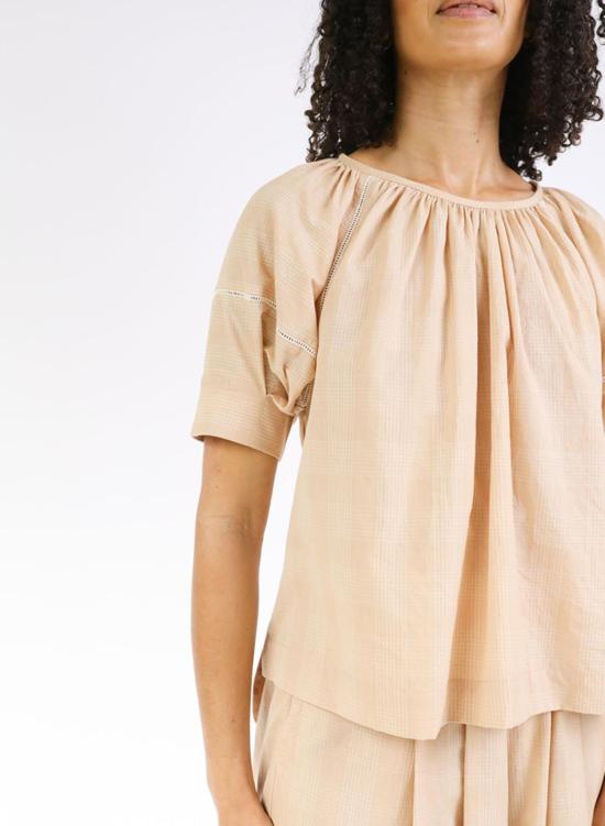  Seek Collective 반팔 티셔츠 Tanya Top Latte Plaid - OTHER BRANDS