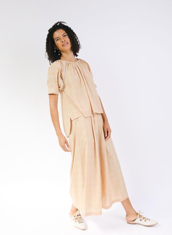  Seek Collective 반팔 티셔츠 Tanya Top Latte Plaid - OTHER BRANDS