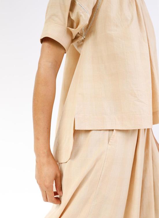  Seek Collective 반팔 티셔츠 Tanya Top Latte Plaid - OTHER BRANDS