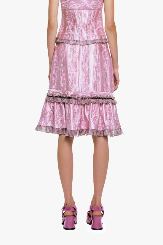  안나 수이 롱 스커트 안나수이 크러시드 새틴 러플 미디 스커트 - ANNA SUI