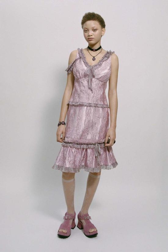  안나 수이 롱 스커트 안나수이 크러시드 새틴 러플 미디 스커트 - ANNA SUI