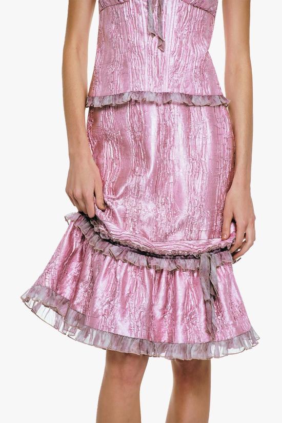  안나 수이 롱 스커트 안나수이 크러시드 새틴 러플 미디 스커트 - ANNA SUI