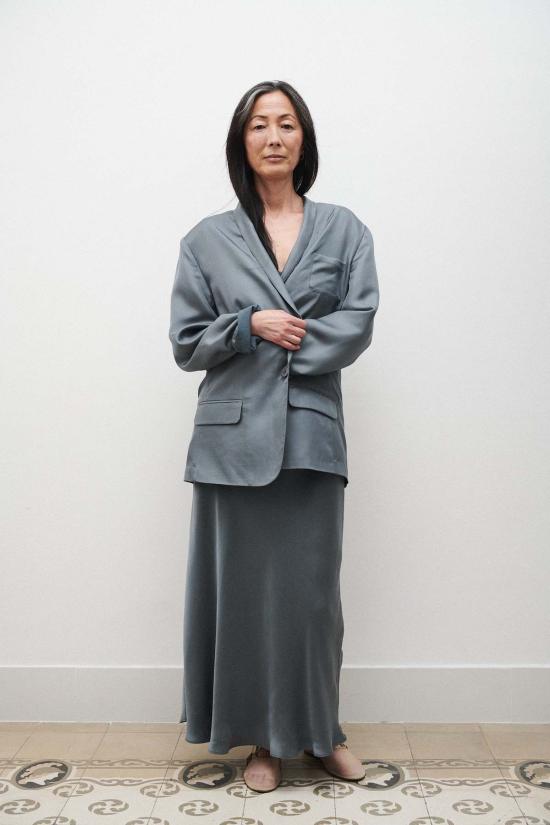  실크 런드리 수트 자켓 트윌 마이애미 블레이저 슬레이트 - SILK LAUNDRY