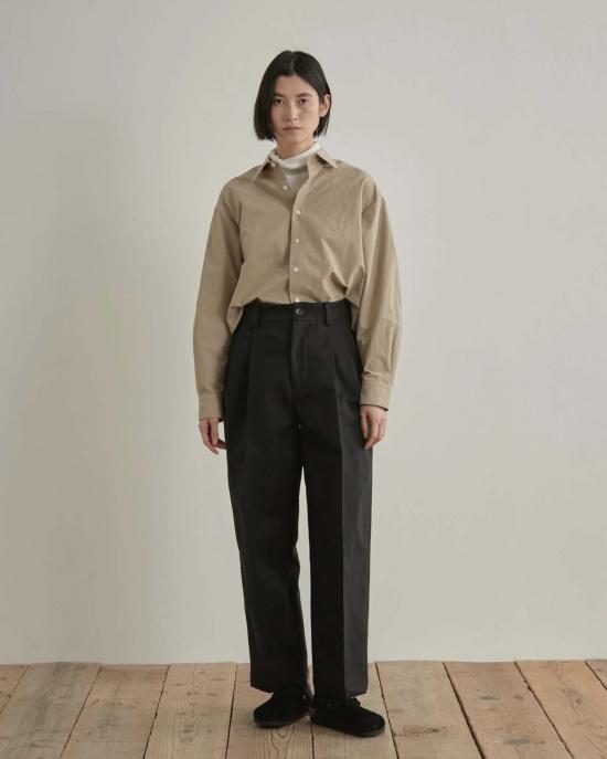  니콜슨&니콜슨 스트레이트 팬츠 니콜슨앤니콜슨 포트 2 F 플리츠 팬츠 블랙