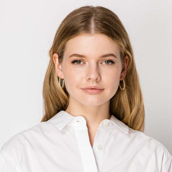  제니스 사빗 이어링 재니스 새빗 타원형 후프 크리스탈 귀걸이 골드