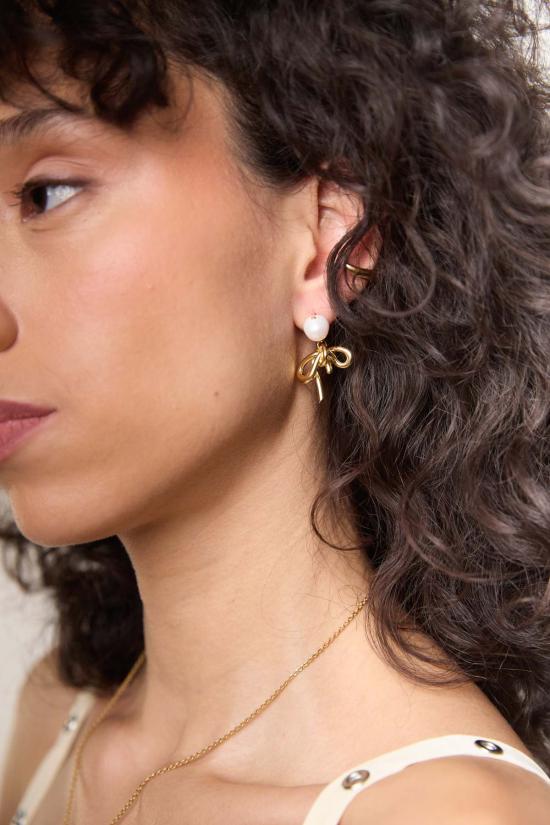  컴플리티드 웍스 이어링 Completedworks 진주 리본 귀걸이 (18캐럿 금도금) - COMPLETED WORKS