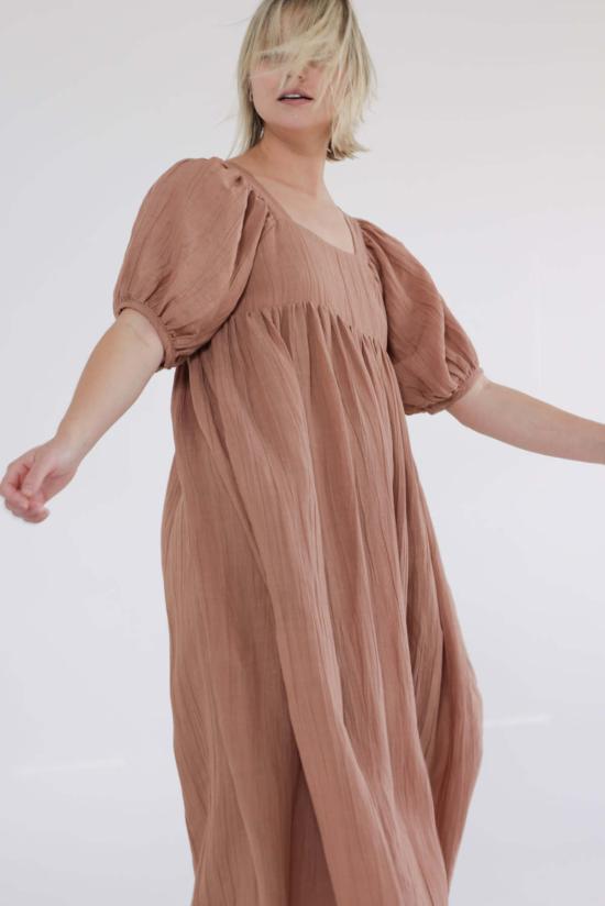  아멘테 롱 원피스 A Mente 볼륨 슬리브 미디 드레스 무스 - AMENTE