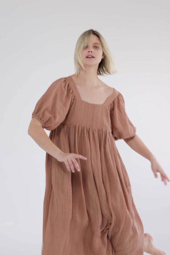  아멘테 롱 원피스 A Mente 볼륨 슬리브 미디 드레스 무스 - AMENTE