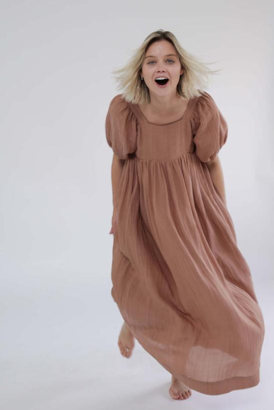  아멘테 롱 원피스 A Mente 볼륨 슬리브 미디 드레스 무스