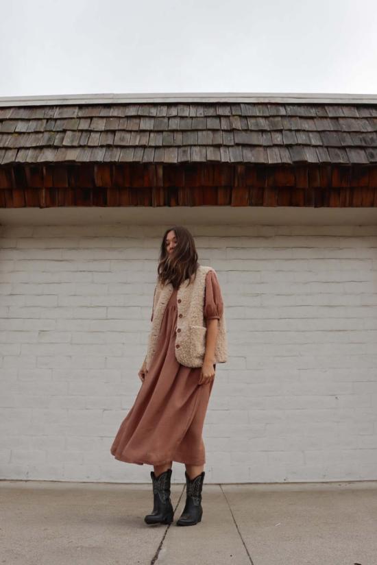  아멘테 롱 원피스 A Mente 볼륨 슬리브 미디 드레스 무스 - AMENTE