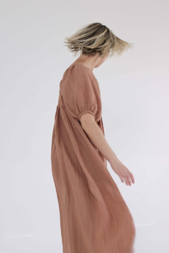  아멘테 롱 원피스 A Mente 볼륨 슬리브 미디 드레스 무스 - AMENTE