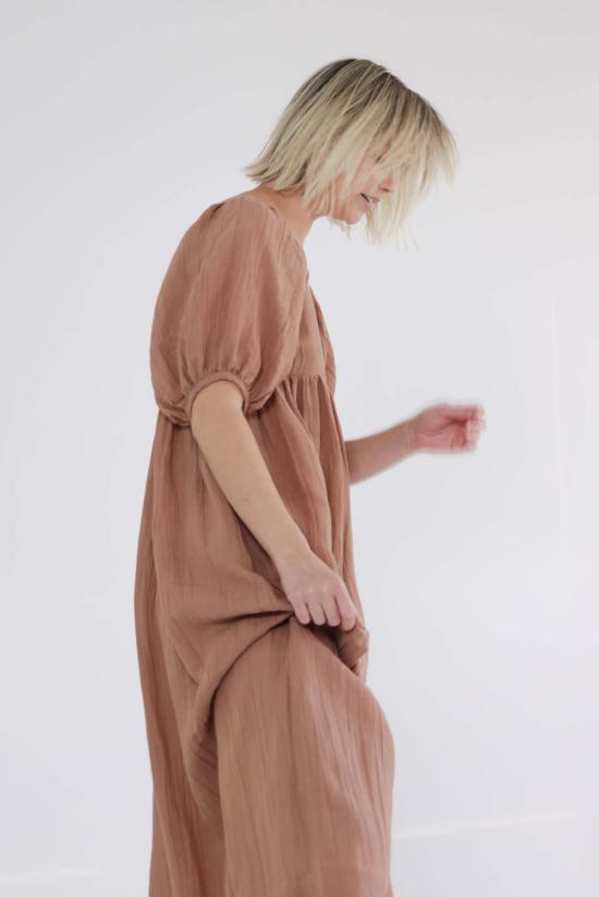  아멘테 롱 원피스 A Mente 볼륨 슬리브 미디 드레스 무스 - AMENTE