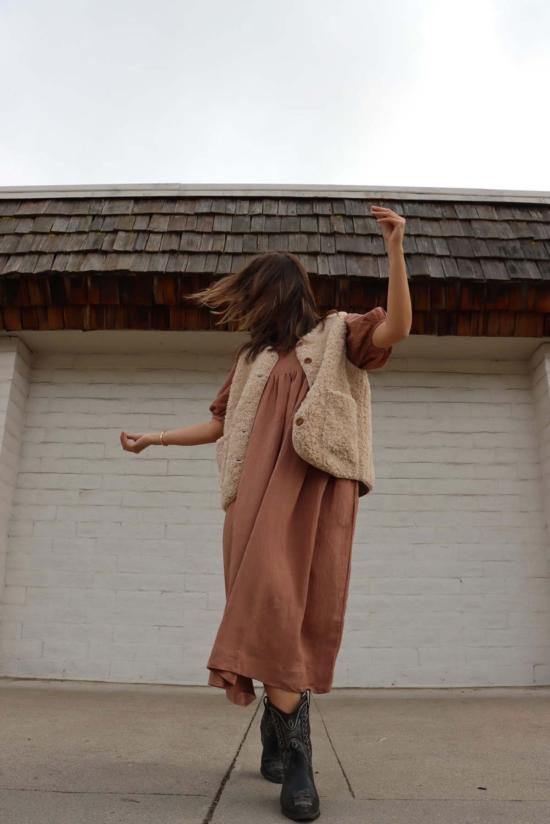  아멘테 롱 원피스 A Mente 볼륨 슬리브 미디 드레스 무스 - AMENTE