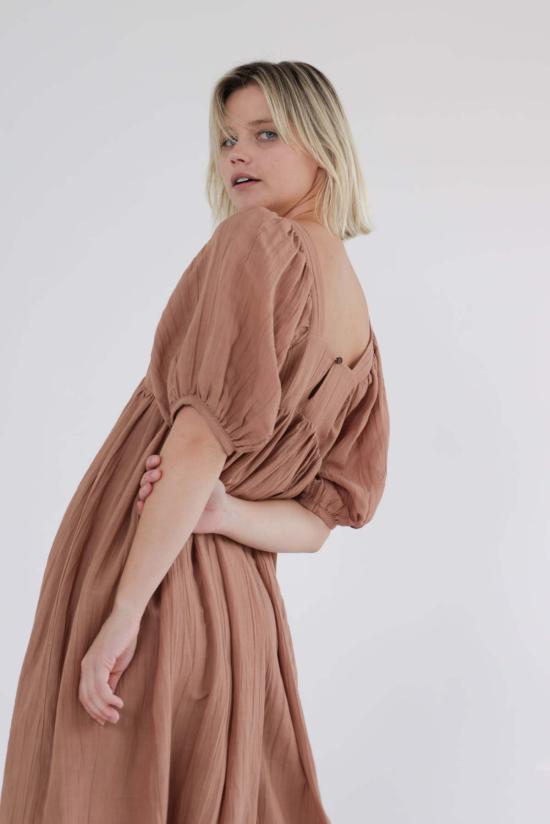  아멘테 롱 원피스 A Mente 볼륨 슬리브 미디 드레스 무스 - AMENTE