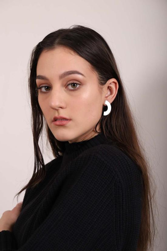  레이어스 이어링 실버 문  메탈릭