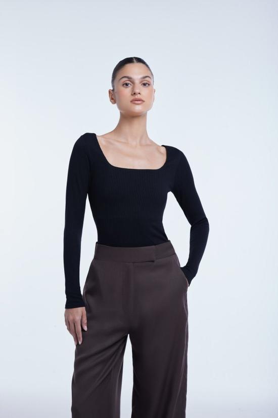  DĀL THE LABEL 바디수트 티셔츠 DĀl The Label 골지 긴팔 보디수트