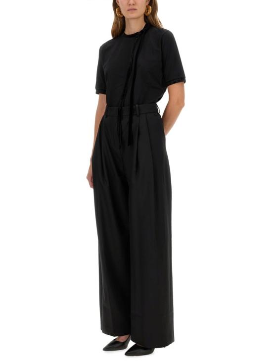  니나리찌 반팔 티셔츠 니나 리치 리본 장식 블랙 티셔츠 - NINA RICCI