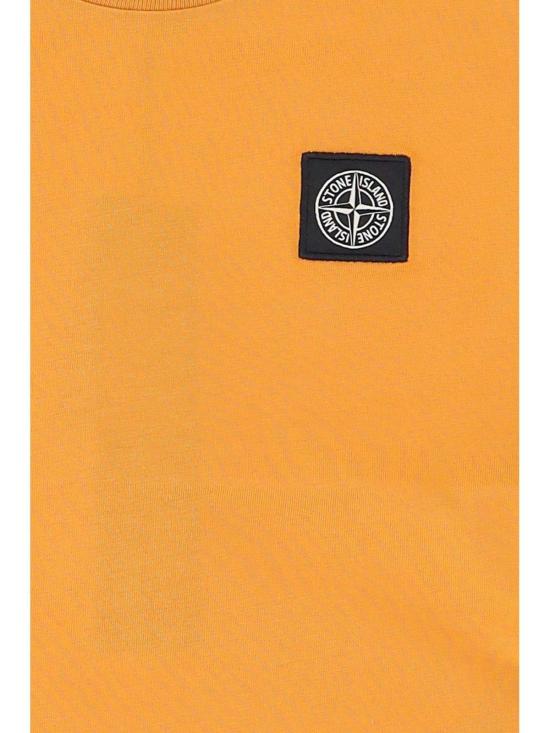  [키즈] 스톤 아일랜드 티셔츠 로고 자수 크루넥 티셔츠 (갈색) (어린이용) - STONE ISLAND
